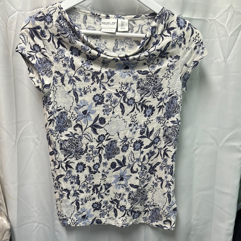 Rachel Zoe Ivory and Navy Floral Blouse